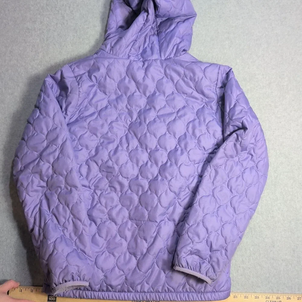 Columbia Jacket Girls L 14-16 Purple Quilted Fleece Lined Hooded Winter Coat